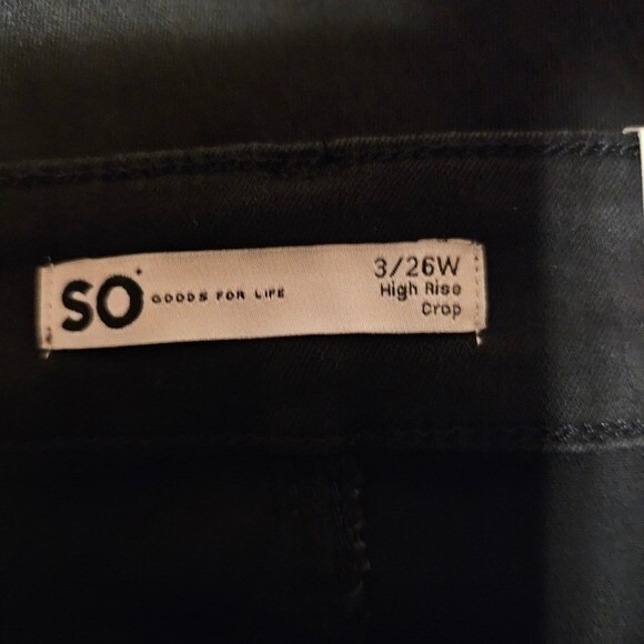 SO NWT Black DISTRESSED High Rise Crop Superstretchy Junior Size 3 length 26in. - Picture 5 of 9